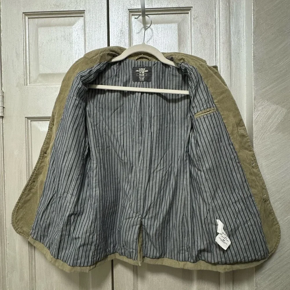 H&M Boys 9-10 Taupe Cotton Corduroy Academy Blazer Sport Coat Lined